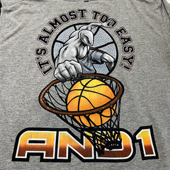 Vintage AND1 Shirt Mens Large Gray Basketball Long Sleeve 2 Sided Distressed 90s
