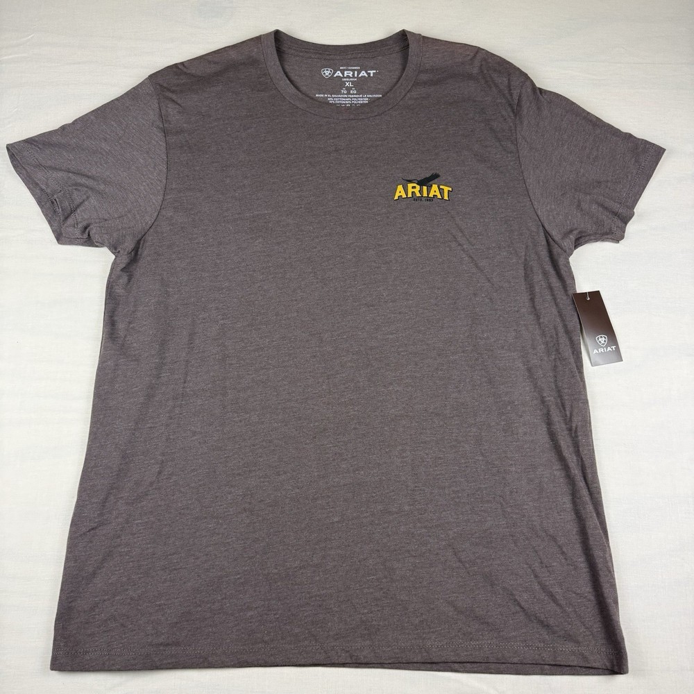 Ariat Bison Sketch Shield T-Shirt Men’s XL Brown Heather Graphic Tee NEW