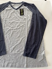 Men’s t-shirt Casual Vintage Long Raglan Sleeve V-Neck Running Hiking Baseball L