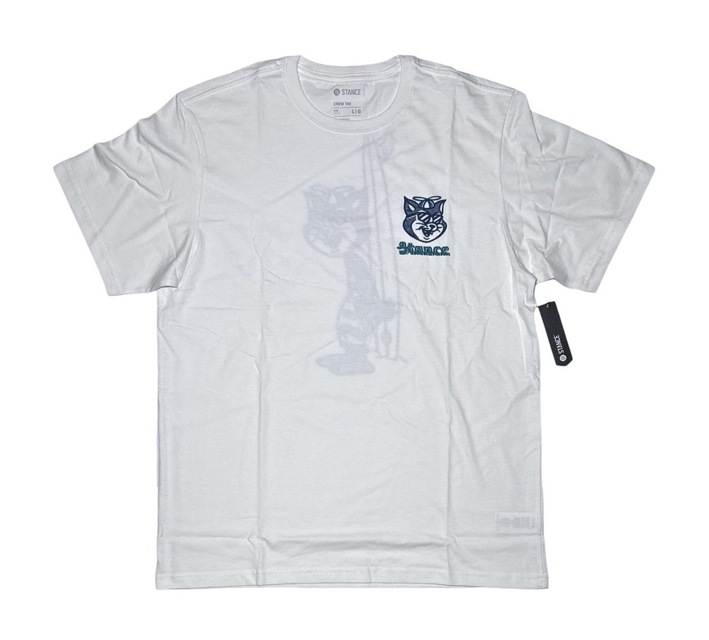 Stance Kool Kat White Men’s T-Shirt Graphic Print Large New With Tags