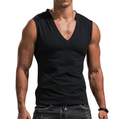 Mens Casual Camisole Sleeveless T-Shirt Solid Color V-Neck Vest Muscle Tank Tops