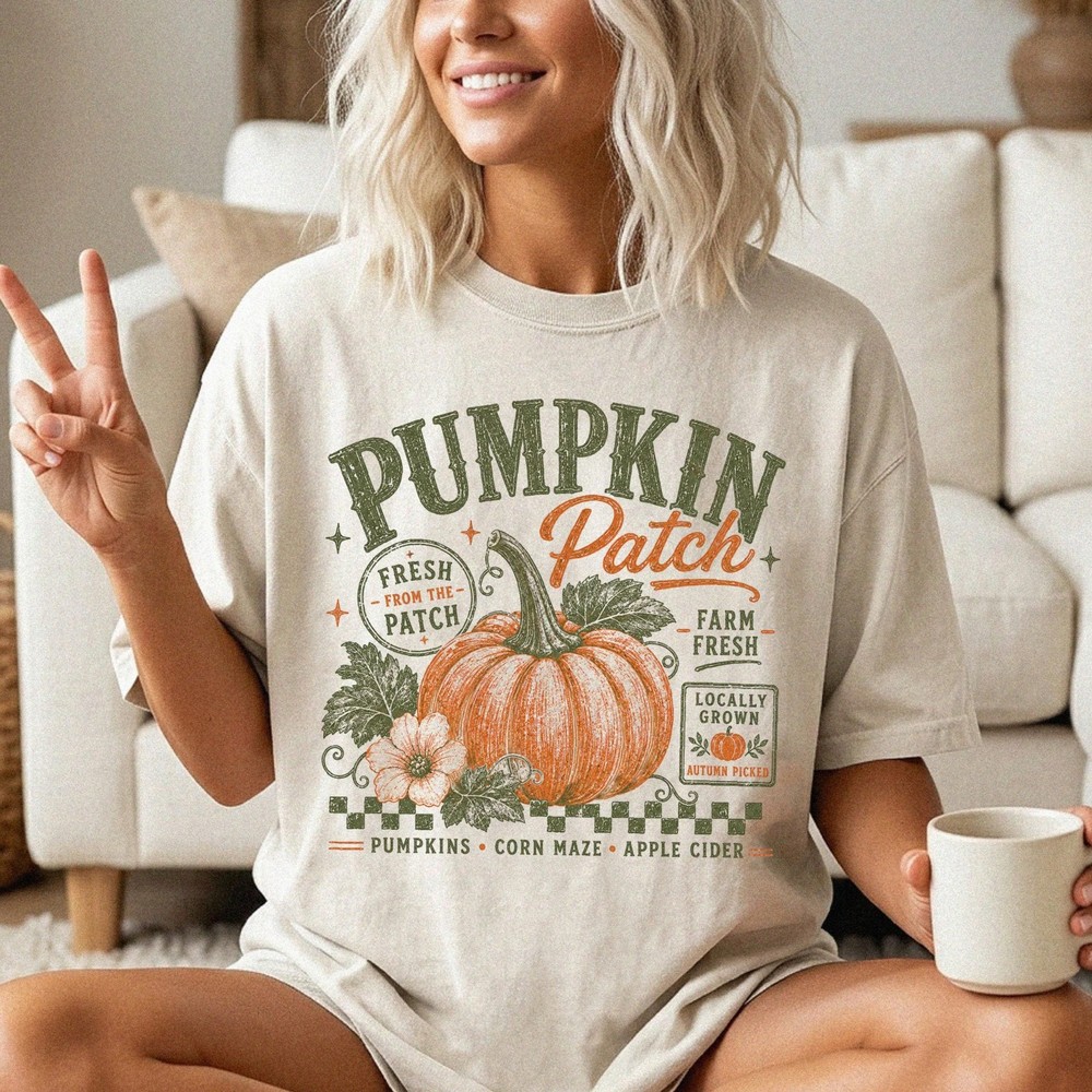 Pumpkin Patch Shirt Vintage Autumn Farm Fresh Pumpkin Fall Unisex Graphic Tee