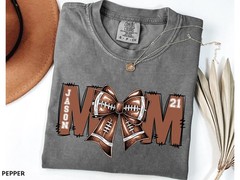 Custom Football Mom Shirt Kids Name Jersey Number Personalized Game Day Gift Tee