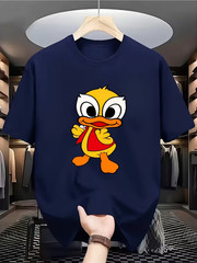 Cute Yellow Duck Print T Shirt Unisex Graphic Tee Summer Short Sleeve Top