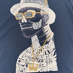 XRAY New York 212 SKULL SEQUINS W/SUNGLASS HAT T-Shirt 2XL LT Stretch Blend