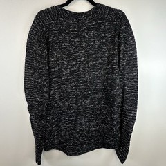 BKC Men’s M Black White Marled Crewneck Ribbed Pleated Long Sleeve Shirt Biker
