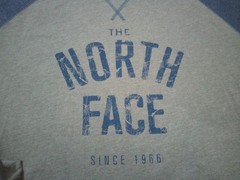 The North Face T-Shirt Men XXL Blue Gray Logo 3/4 Sleeve