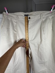 St. John’s Bay Men’s 40×34 Cream Chino Pants Relaxed Fit Pleated Front Cotton