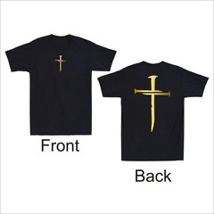 2 Sided Christian Religious Jesus Three Nails Cross Print Men’s T-Shirt S24