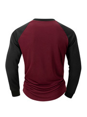 Mens Contrast Baseball Long Sleeve T Shirt Casual ToP 4 Colours UK