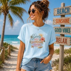 Sandy Toes Sunkissed Nose Beach Vacation Graphic Tee