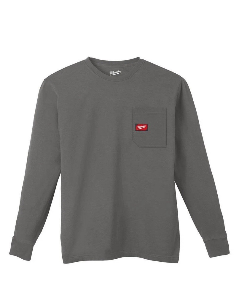 Lot of 3 New Milwaukee Men’s L-XL Gray Short/Long-Sleeve Pocket T-Shirts – DN56