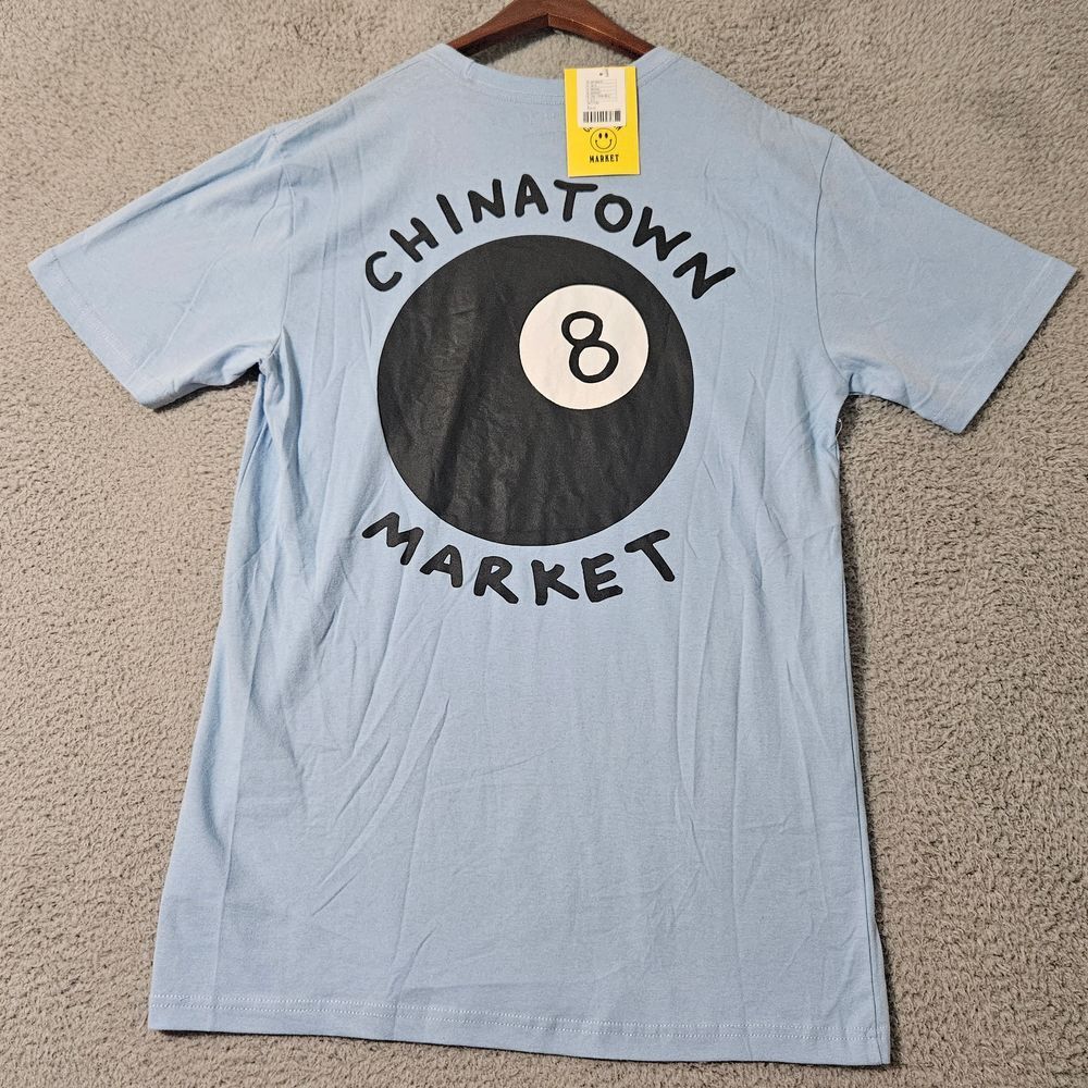 Chinatown Market Blue Mens Size Large T Shirt 8 Ball New w/ 1 small Defect