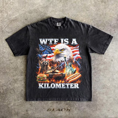 WTF Is A Kilometer Graphic Funny USA Eagle Patriotic July 4th Gift S-5XL