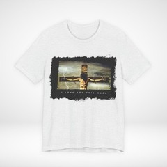 Christian Graphic T Shirt I Love You This Much Jesus Cross Distressed Tee