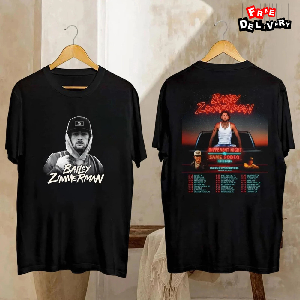 Bailey Zimmerman Tour 2026 Shirt, Bailey Zimmerman Different Night Same Rodeo