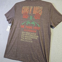 LUCKY BRAND Guns n Roses Mens Large Brown Casual Metal Music Rock Skull NWT
