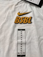 Nike Sportswear Men’s Baseball BSBL Logo Gold & White Breathable Anti-Odor Large