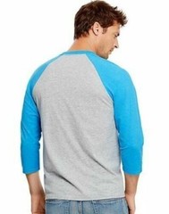 Hanes Baseball Jersey Small X-Temp Unisex Light Steel/Neon Blue Free Ship/Return