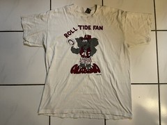 VTG 80s Alabama Crimson Tide 1986 College Football Cartoon Art Sports T Shirt S