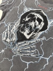 Represent Shirt Mens Medium Louder Than Hell Gray Grim Reaper Lightning Skull