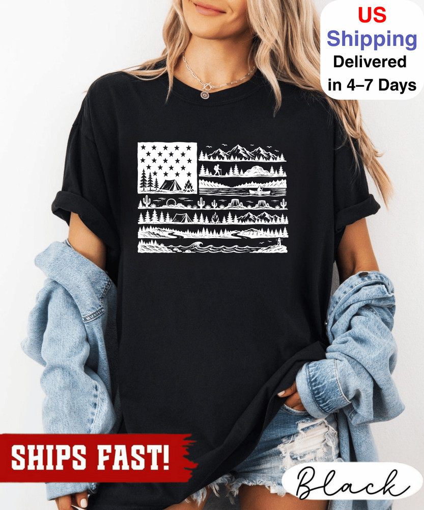 National Parks American Flag Shirt, Patriotic T-Shirt, 4th of July Tee, Flag Shi