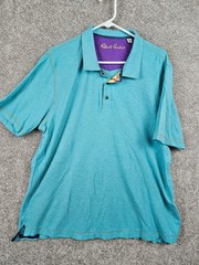 Robert Graham Polo Mens Large Green Short Sleeve Collared Shirt Contrasting Trim