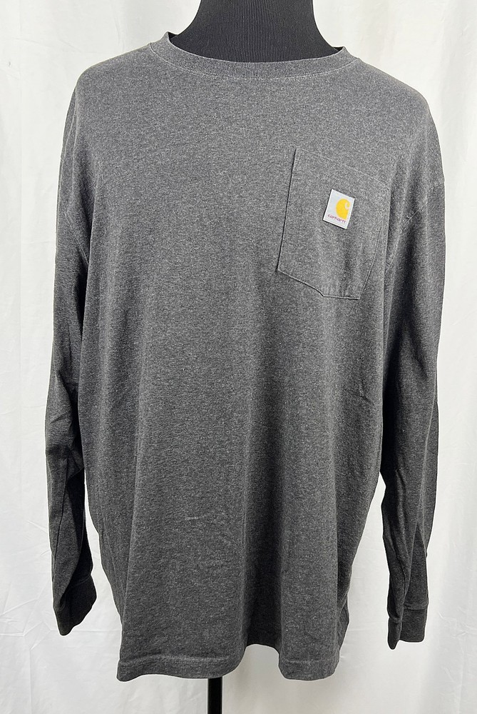 Carhartt Dark Gray L/S Loose Fit Cotton/Poly T-Shirt w/ Pocket XL