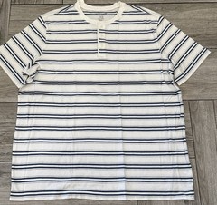 Sonoma Henley Size XXL Off White Blue & Gray Stripes New With Tags