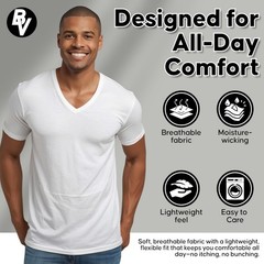Brooklyn Vertical Mens 6-Pack V Neck Undershirts Short Sleeve Cotton Round Neck