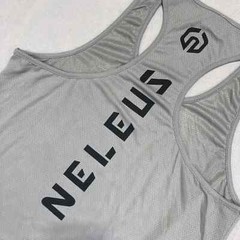 NELEUS ‘Dry Fit Logo Muscle’ Mesh Tank Top Men’s L Gym Workout Exercise Grey NWT