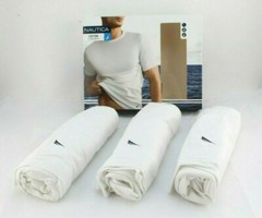 NAUTICA Size M 38-40 Crew Neck 3 Pair Classic Cotton Comfort T-Shirt MSRP $39