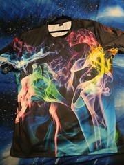 Stretch Shirt Graphic Multi Color Smoke Design Unique And Hard To Find. Fits Sma