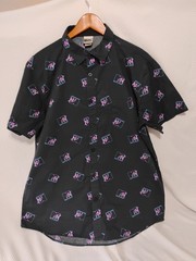 MTV Music Television Logo Button Down Print Shirt Mens XL Y2K 100% Cotton