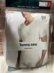 NEW TOMMY JOHN Cotton Basics Crew Neck T Shirt White 2XL 2 Pack Stay Tucked