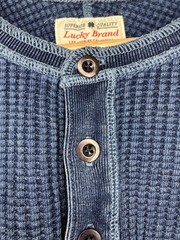 Lucky Brand Men’s Blue Waffle Knit Thermal Henley Shirt Long Sleeve Medium