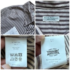 PHIGVEL 25ss Cotton Linen Long Point Collar Shirt Brown Beige Size L