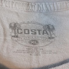 Costa Del Mar Mens XL Cream Graphic T-Shirt From Sea To Shining Sea Wave Logo