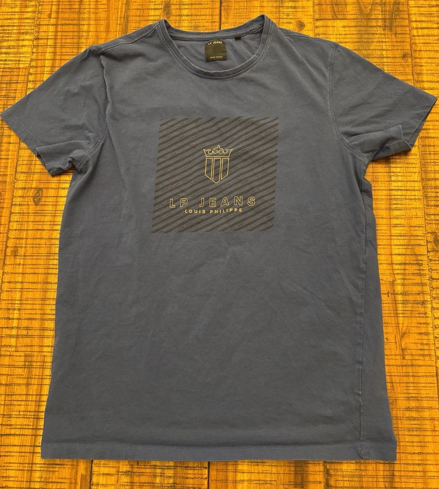 LP Jeans Graphic Print Louis Philippe Sz Large Blue T Shirt