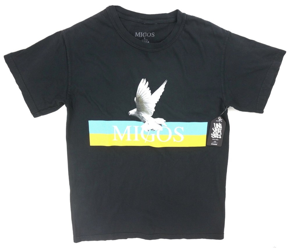 NEW MENS BLACK MIGOS DOVE CREWNECK TEE T-SHIRT BY BRAVADO SIZE XL