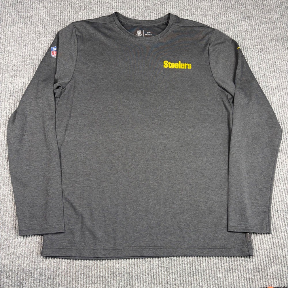 Nike Shirt Mens L NFL Pittsburgh Steelers On-Field Dri-Fit Long Sleeve Gray