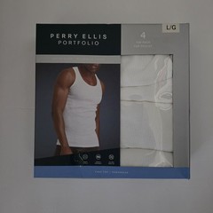 Free Same Day Shipping Perry Ellis Men’s Cotton Blend Tank Tops 4 Pack Large