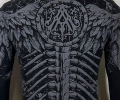 Xtreme Couture by Affliction Men’s Thermal Shirt COLLISON Skull Biker Black