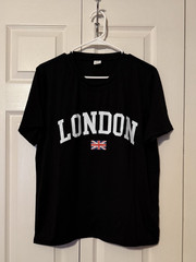 ZHX London England United Kingdom Solid Black Short Sleeve T-Shirt ~ L ~ NEW!