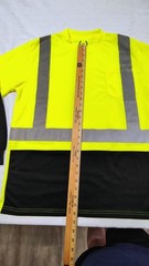 North 15 High Vis LS Safety Work T-Shirt Pocket ASNI Class 2 Yellow Black Sz L