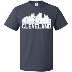 Inktastic Cleveland Skyline Grunge White T-Shirt Silhouette Ohio Mens Adult Tees