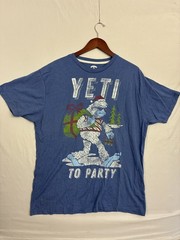 Holiday Time Yeti To Party Christmas T-Shirt Men’s XL Blue Graphic Tee