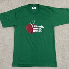 EUC! Vintage 80s Apple Green T Shirt Adult Mens S/M Fit 50/50 Graphic K-Brand