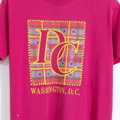 Vintage 90s Washington DC T Shirt Medium Plaid Tourism Distressed Single Stitch