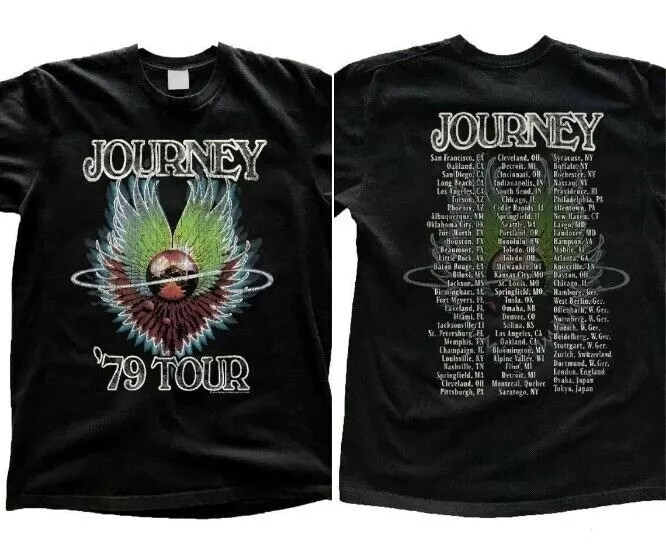 Journey Concert 1979 Tour Vintage T-Shirt Men’s Unisex Black Shirt 2 sided